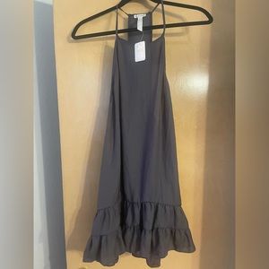 Free people charcoal ruffled slip/dress NWT